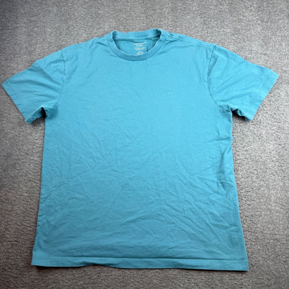 American Eagle T-Shirt Men's Small Blue Super Soft Standard Fit Cotton Tee